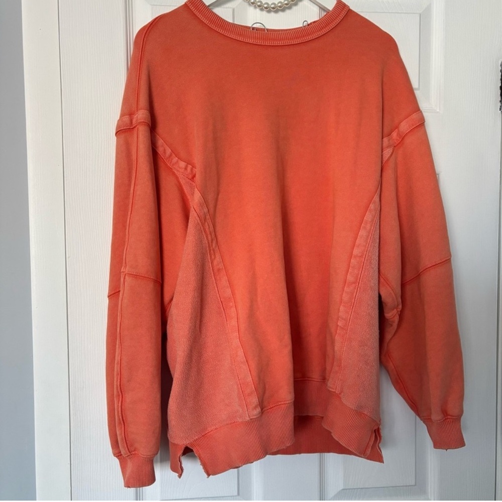 Aerie || Coral Orange Oversized Crewneck Sweatshirt